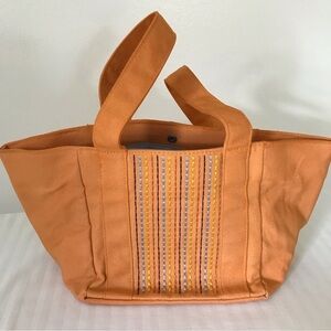 L’OCCITANE Striped Canvas Makeup Travel Tote Bag Embroidered Lined 15x9x7